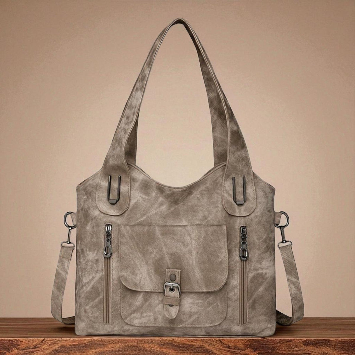 Women’s Khaki Detachable Strap Shoulder Bag