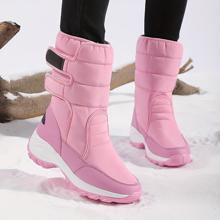Women’s Quilted Hook-And-Loop Mid-Calf Snow Boots