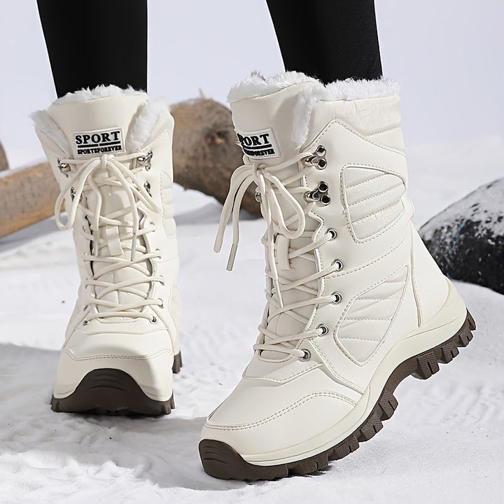 Women’s Plush-Lined Lug-Sole Lace-Up Snow Boots