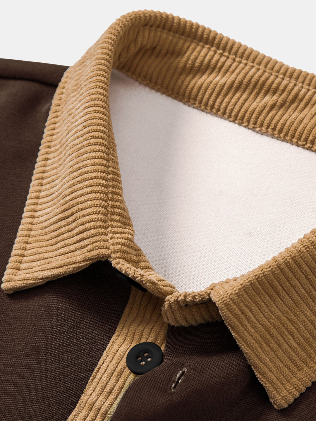 Men’s Relaxed Fit Contrast Corduroy Polo Collar Sweatshirt