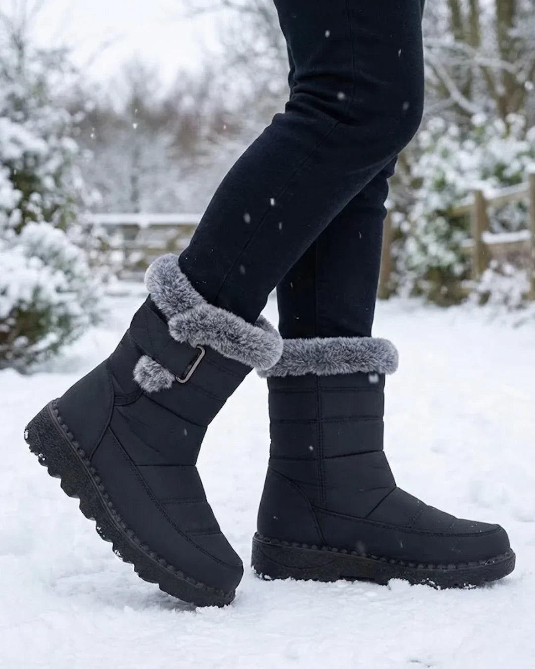 Women’s Faux Fur Trim Buckle Winter Boots