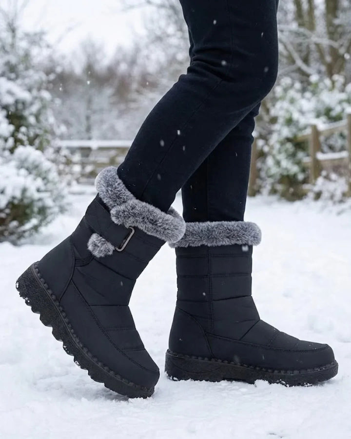Women’s Faux Fur Trim Buckle Winter Boots