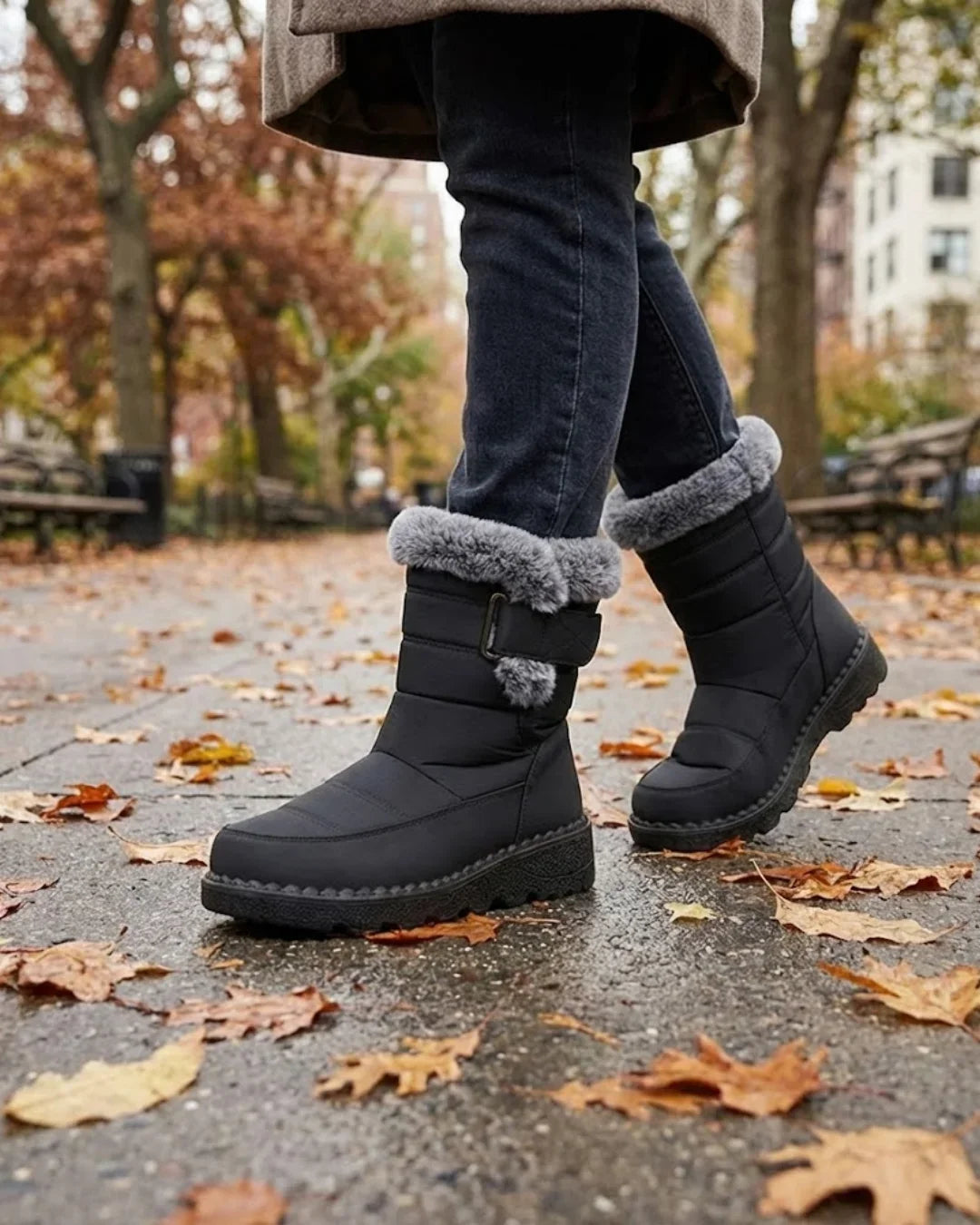 Women’s Faux Fur Trim Buckle Winter Boots