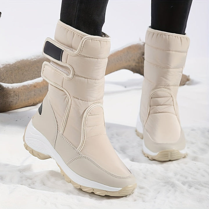Women’s Quilted Hook-And-Loop Mid-Calf Snow Boots