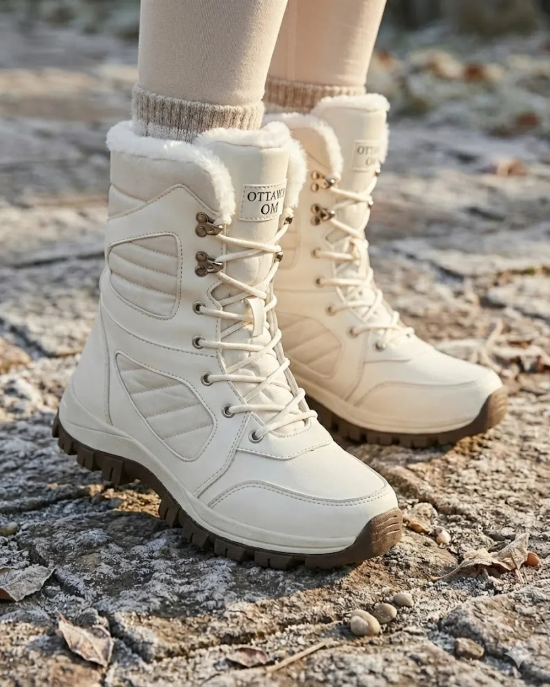 Women’s Plush-Lined Lug-Sole Lace-Up Snow Boots