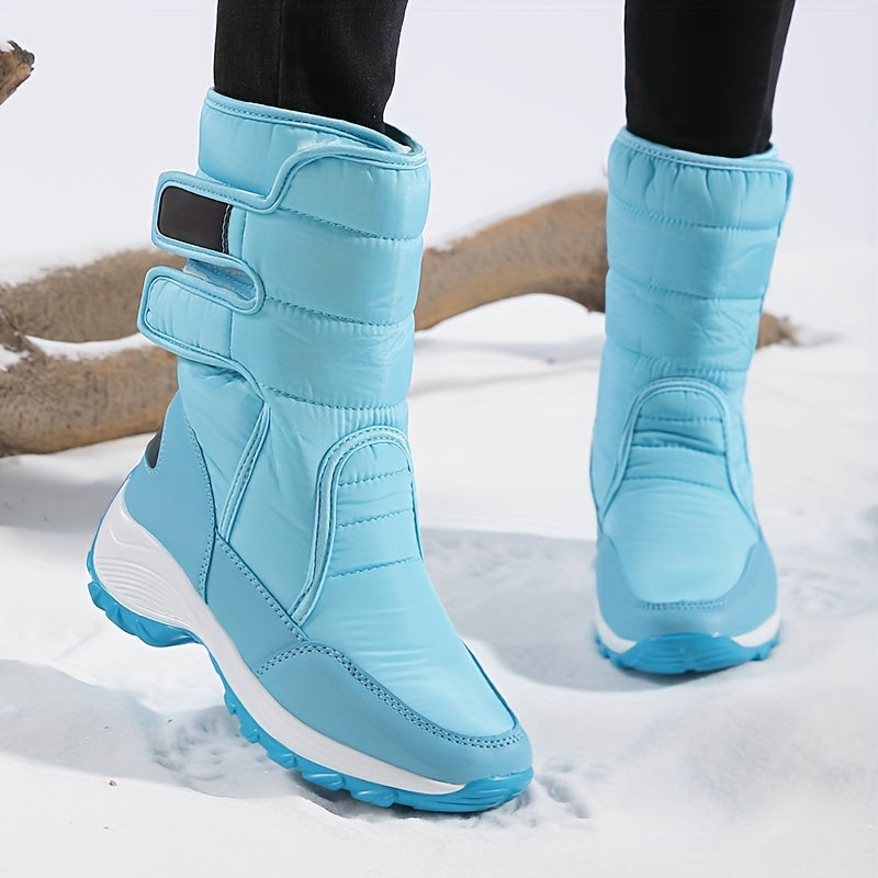 Women’s Quilted Hook-And-Loop Mid-Calf Snow Boots