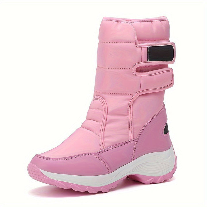 Women’s Quilted Hook-And-Loop Mid-Calf Snow Boots