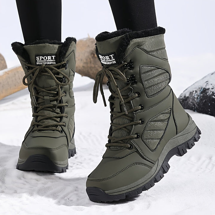 Women’s Plush-Lined Lug-Sole Lace-Up Snow Boots