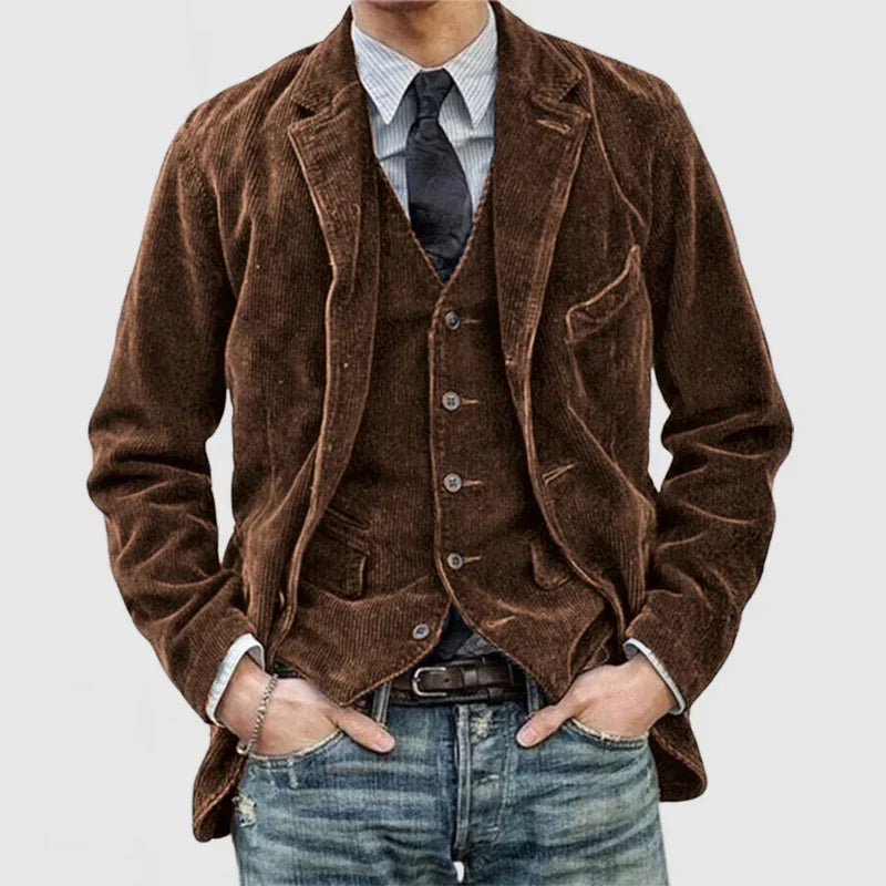 Men’s Vintage Two Piece Blazer And Vest Set