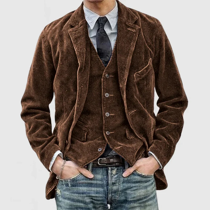 Men’s Vintage Two Piece Blazer And Vest Set