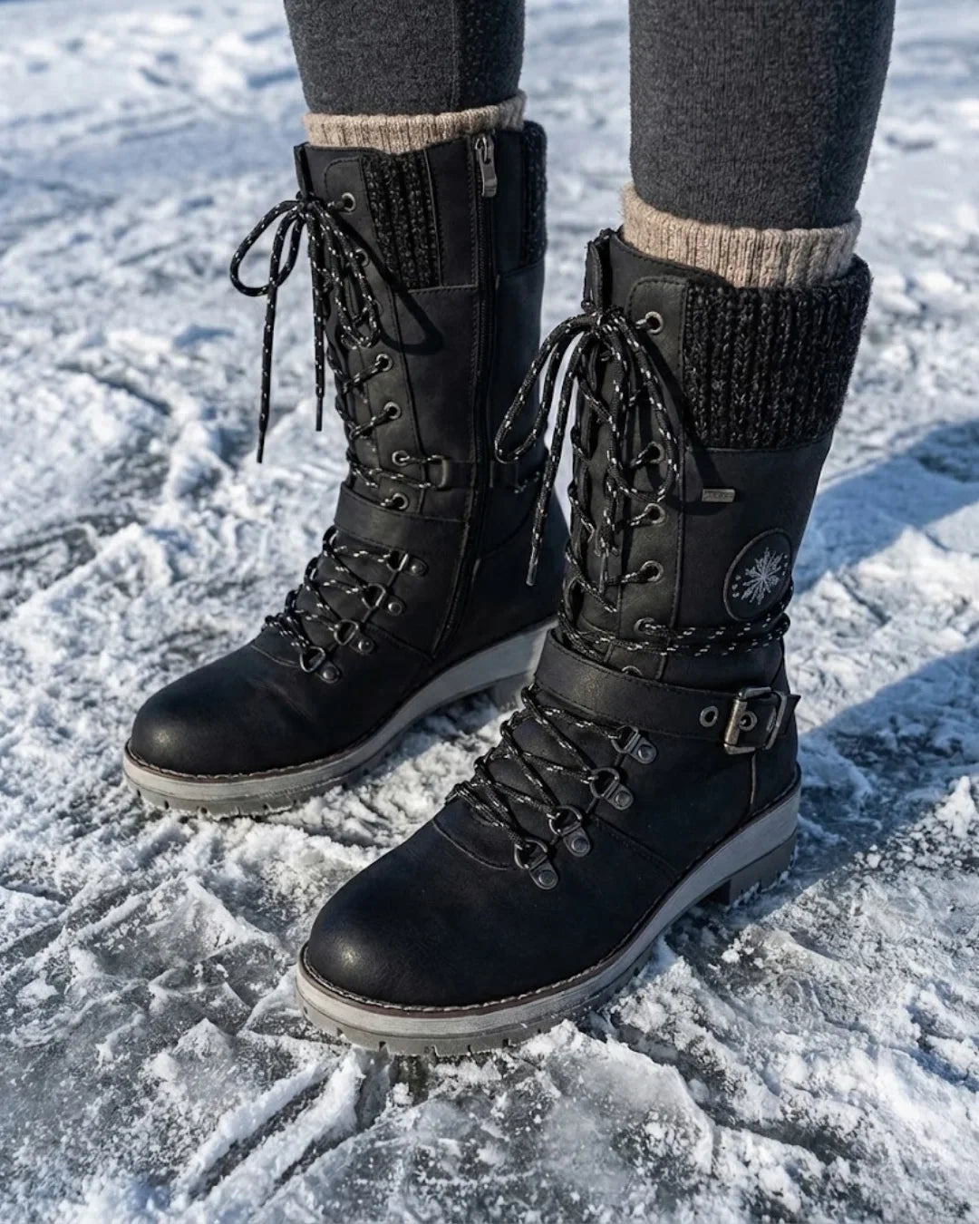 Women’s Lace Up Buckle Strap Hiking Boots