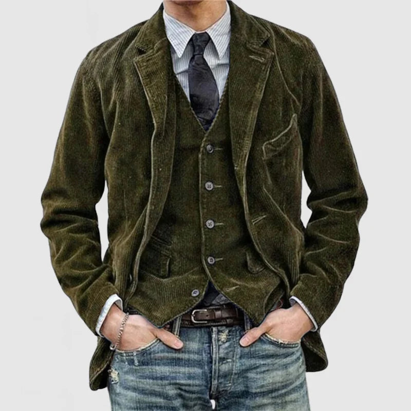 Men’s Vintage Two Piece Blazer And Vest Set