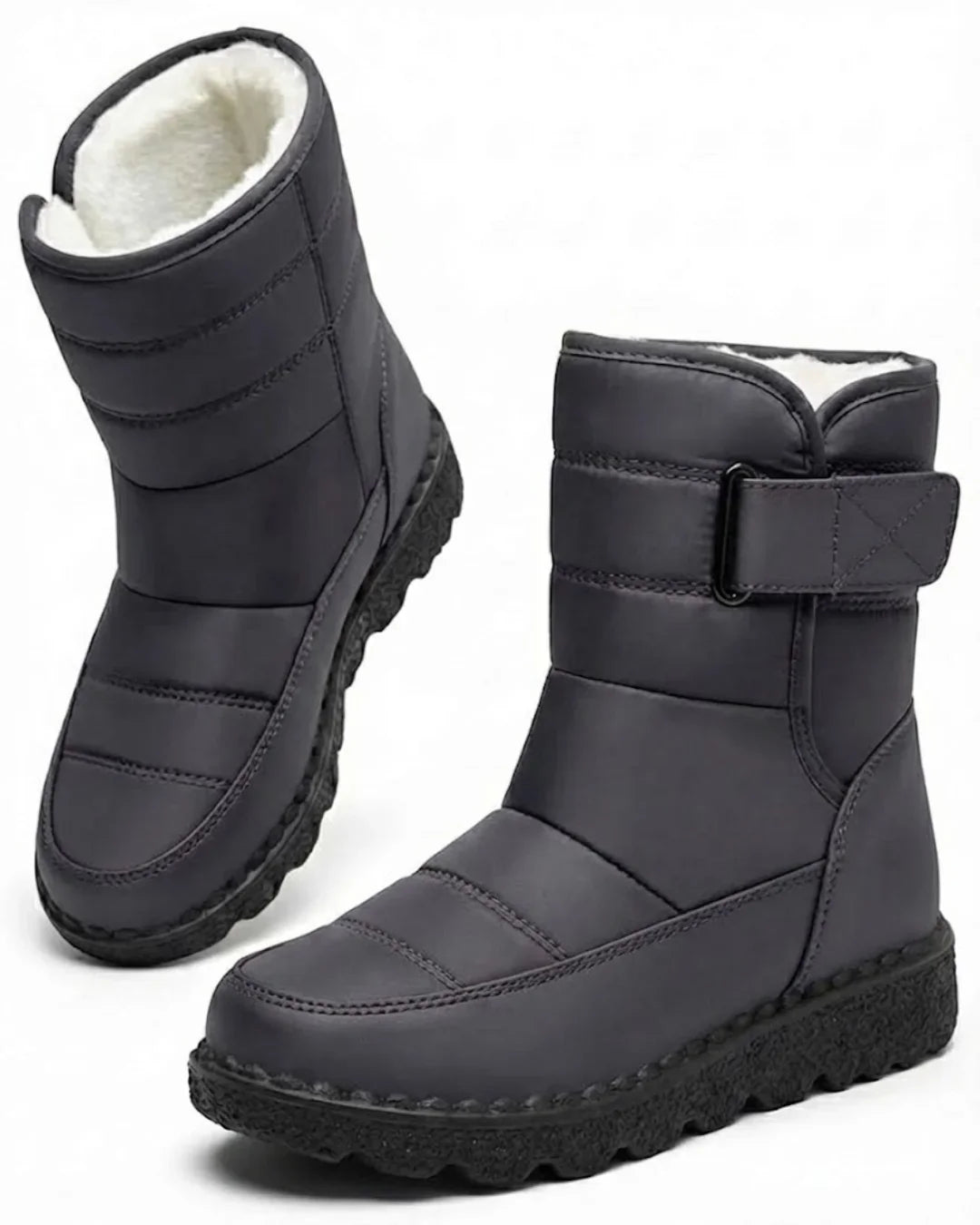 Women’s Quilted Hook-And-Loop Plush-Lined Snow Boots