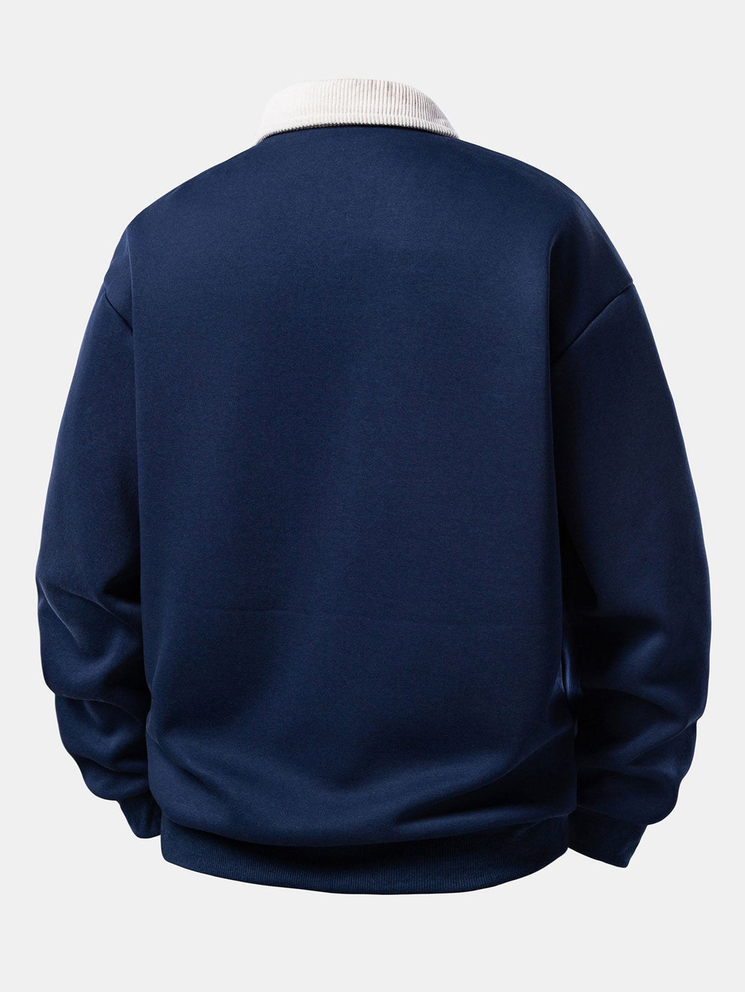 Men’s Relaxed Fit Contrast Corduroy Polo Collar Sweatshirt