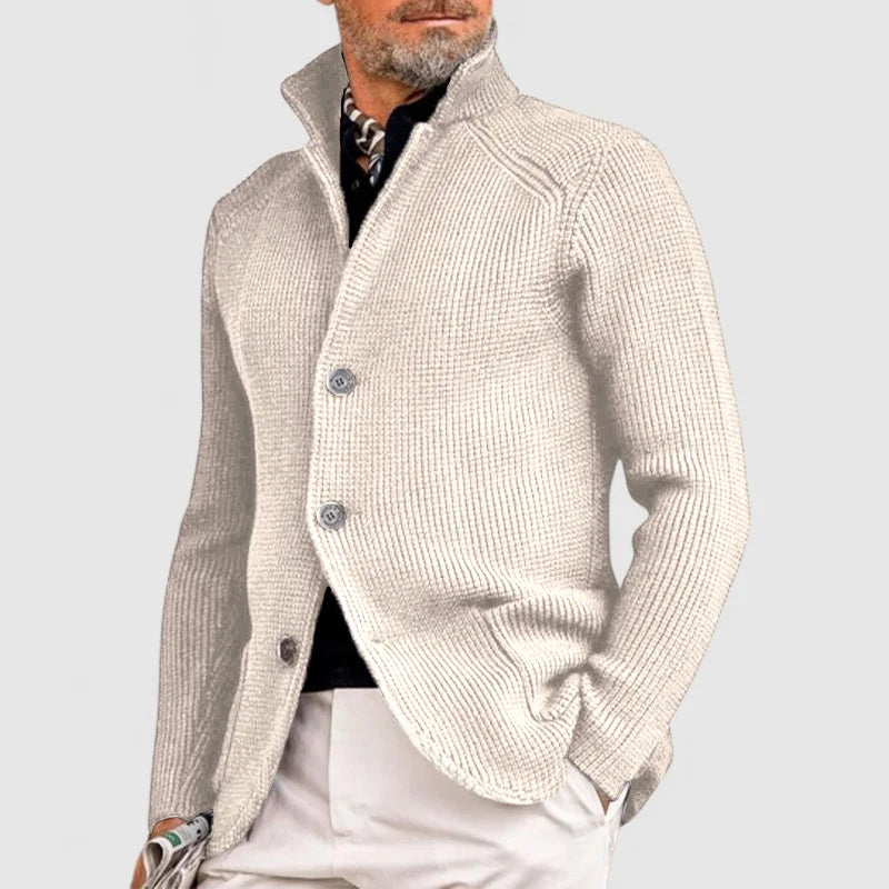 Men’s Collared Long Sleeve Knit Cardigan