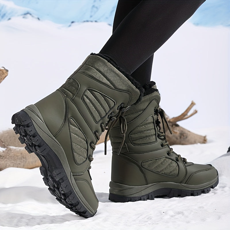 Women’s Plush-Lined Lug-Sole Lace-Up Snow Boots