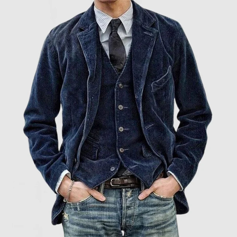 Men’s Vintage Two Piece Blazer And Vest Set