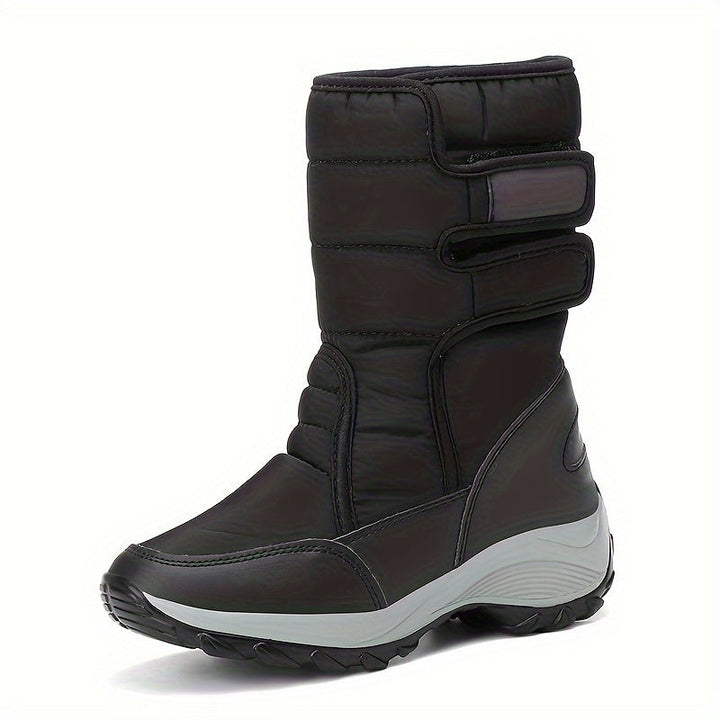 Women’s Quilted Hook-And-Loop Mid-Calf Snow Boots