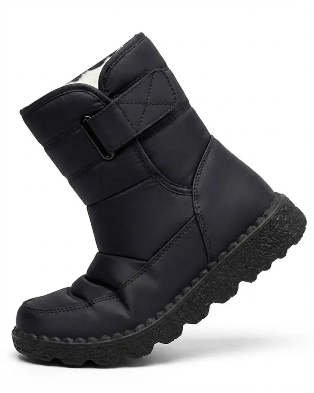 Women’s Quilted Hook-And-Loop Plush-Lined Snow Boots