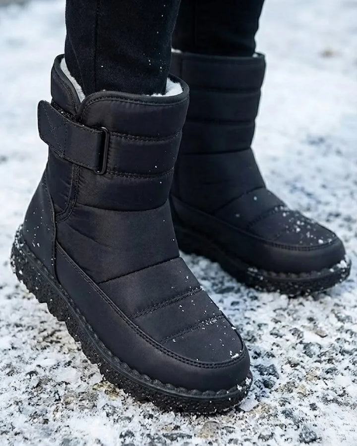 Women’s Quilted Hook-And-Loop Plush-Lined Snow Boots