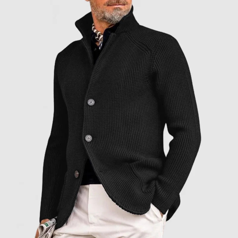 Men’s Collared Long Sleeve Knit Cardigan
