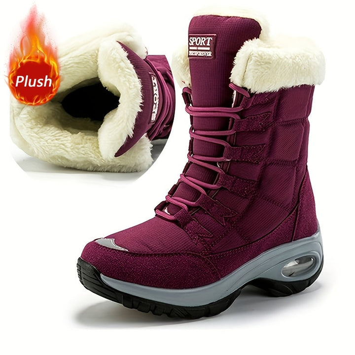 Women’s Faux Fur Cuff Lace-Up Mid-Calf Snow Boots