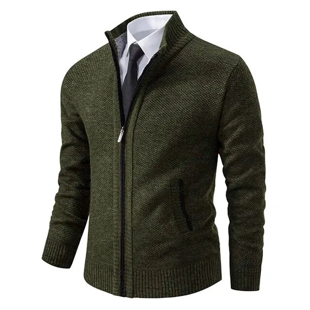 Men’s Zip Up Ribbed Knit Cardigan