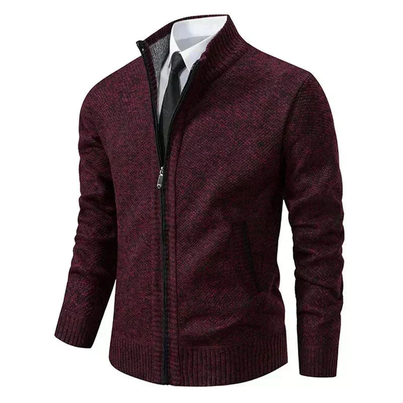 Men’s Zip Up Ribbed Knit Cardigan