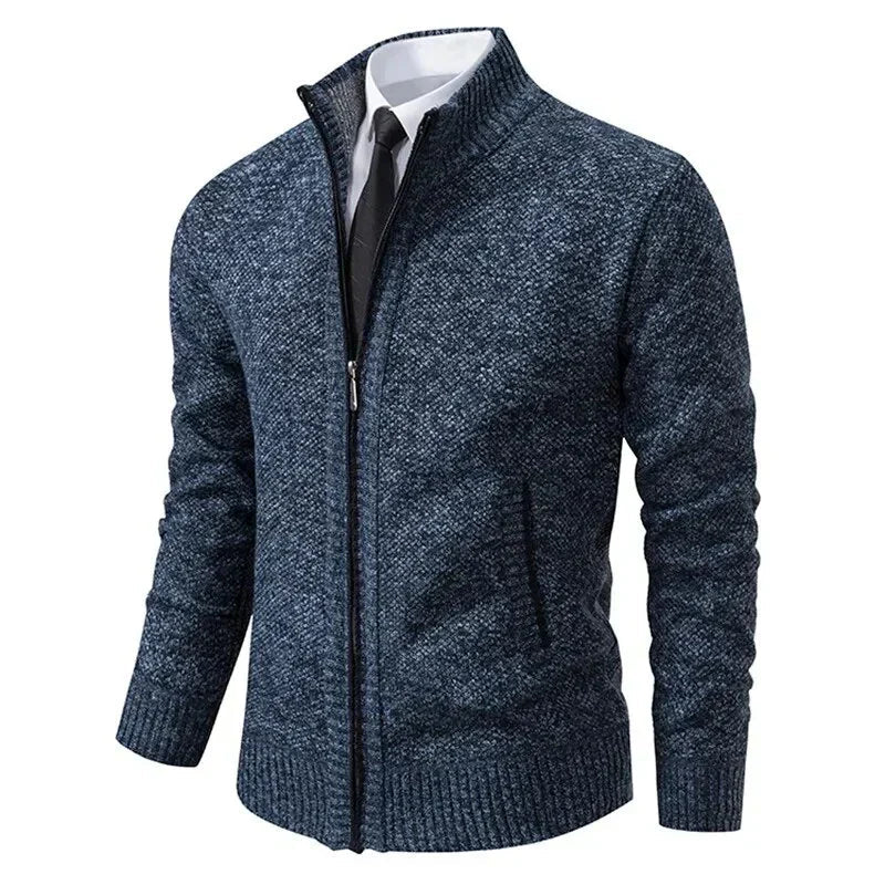 Men’s Zip Up Ribbed Knit Cardigan