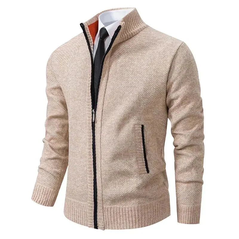 Men’s Zip Up Ribbed Knit Cardigan
