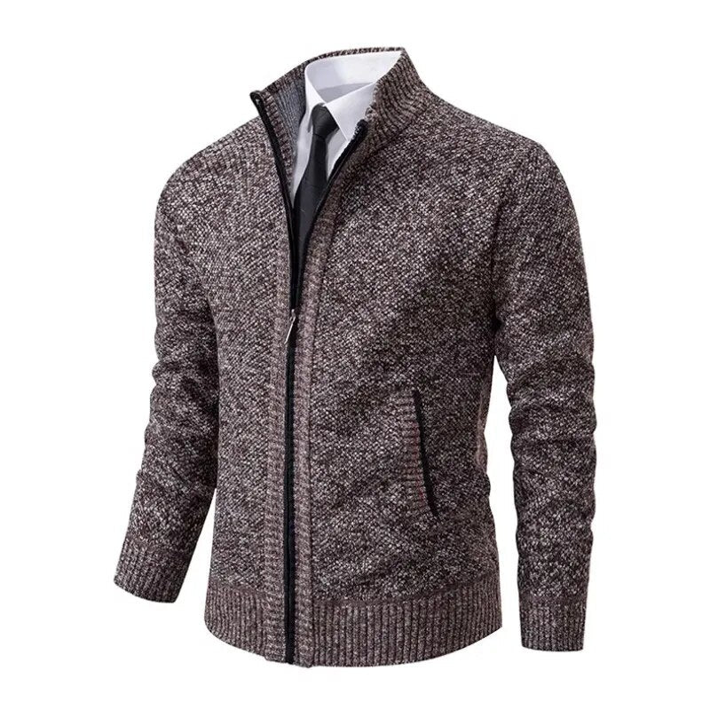 Men’s Zip Up Ribbed Knit Cardigan