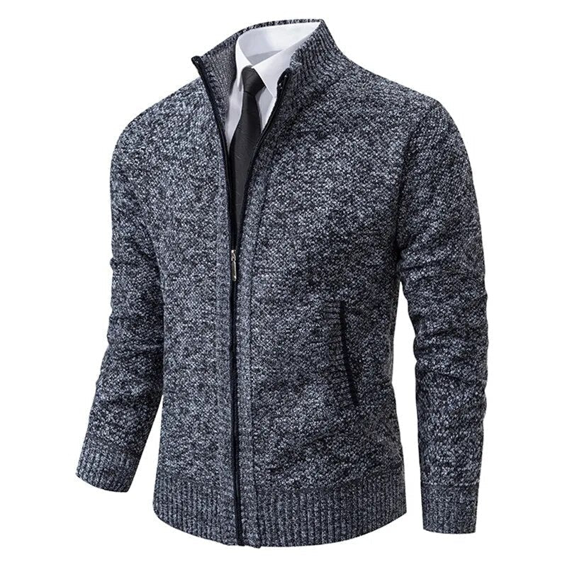 Men’s Zip Up Ribbed Knit Cardigan