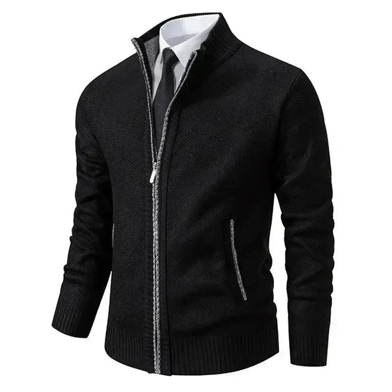 Men’s Zip Up Ribbed Knit Cardigan