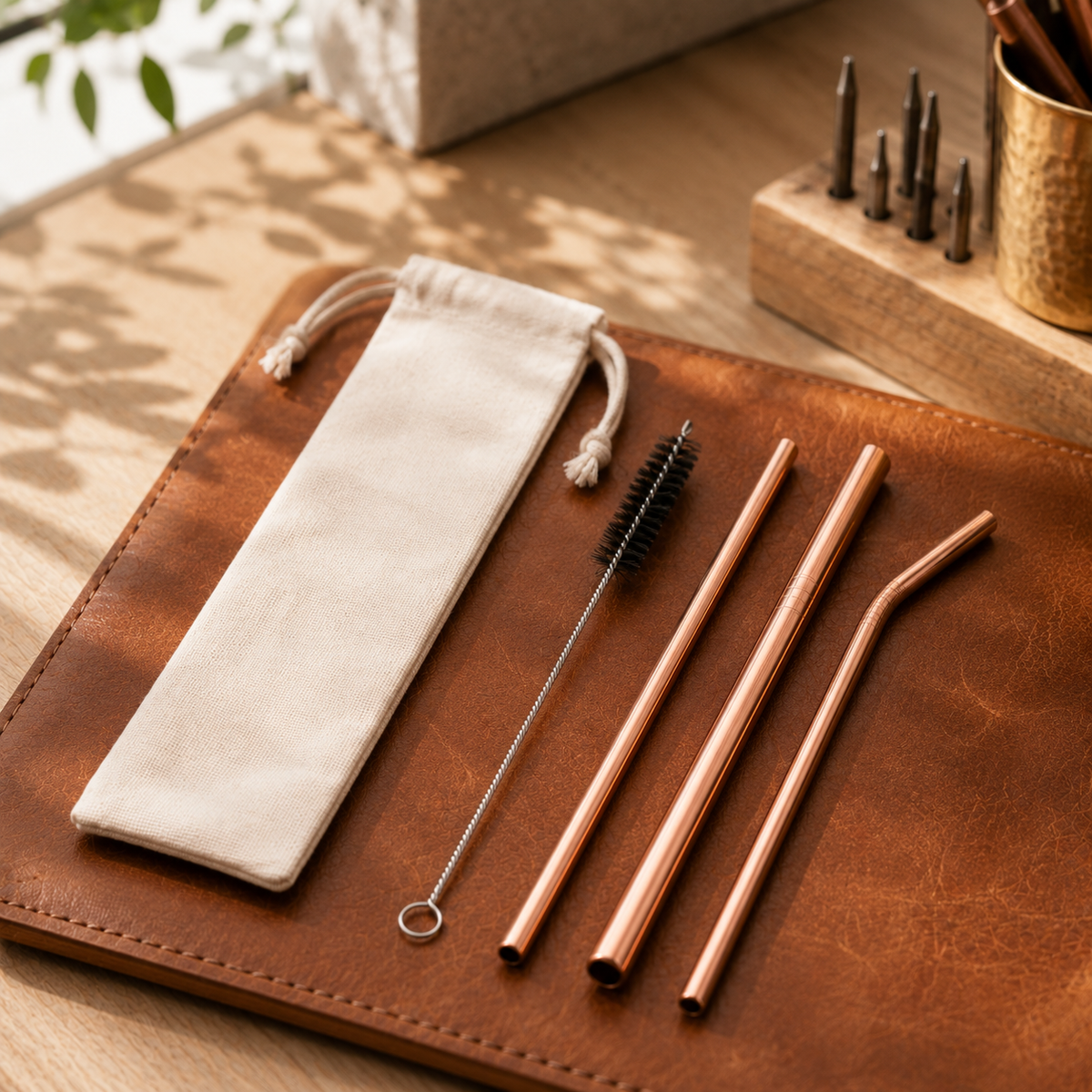 Copper Straw Set