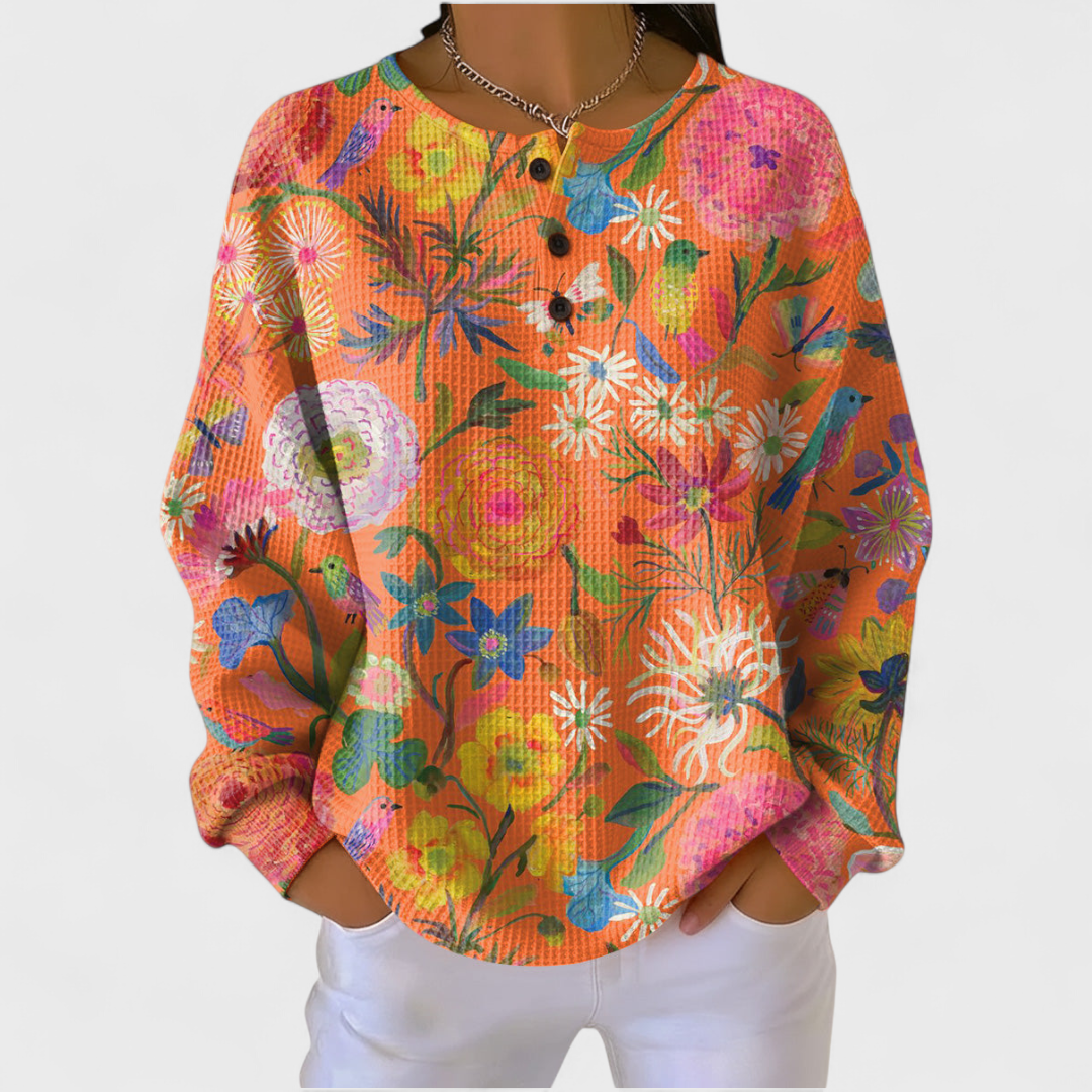 Women’s Colorful Floral Pattern Pullover Sweater