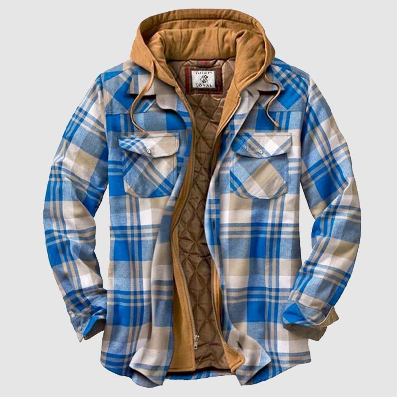 Men’s Hooded Plaid Shirt Jacket