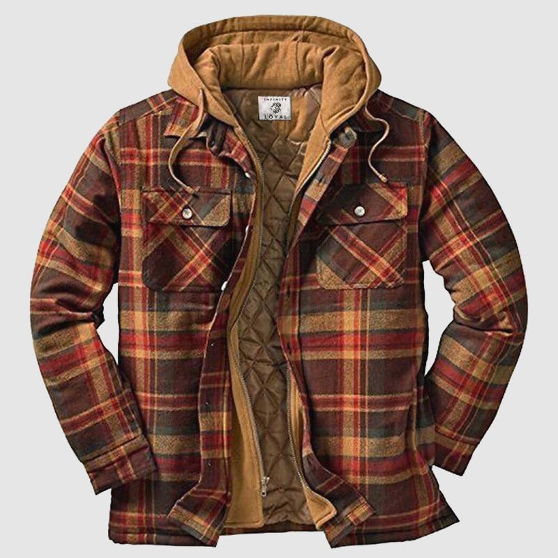 Men’s Hooded Plaid Shirt Jacket