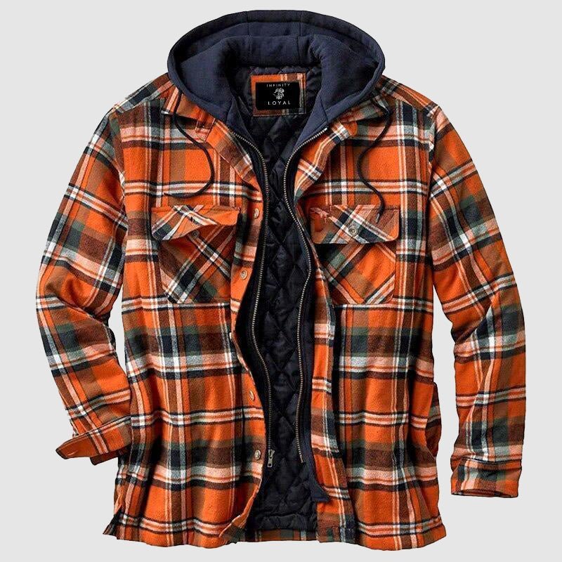 Men’s Hooded Plaid Shirt Jacket