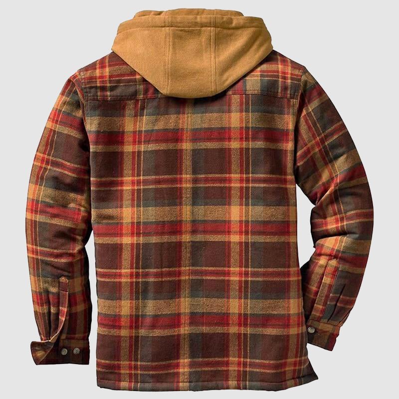 Men’s Hooded Plaid Shirt Jacket
