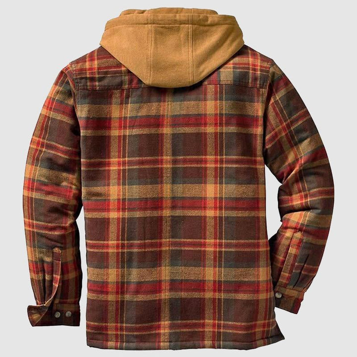 Men’s Hooded Plaid Shirt Jacket