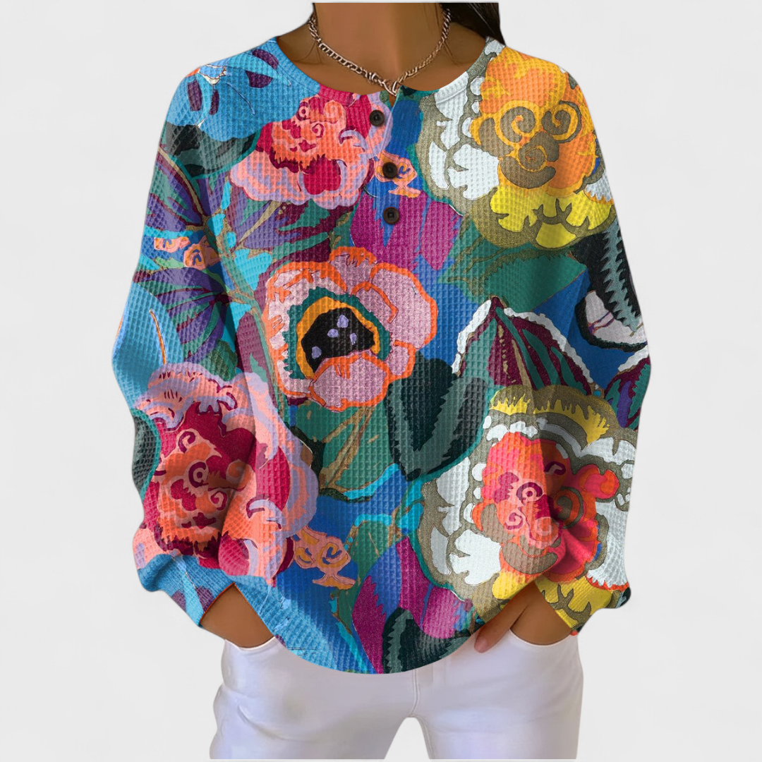 Women’s Colorful Floral Print Pullover Sweater