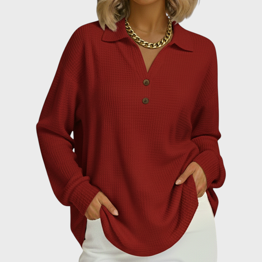 Women’s Button Neck Knit Pullover Sweater