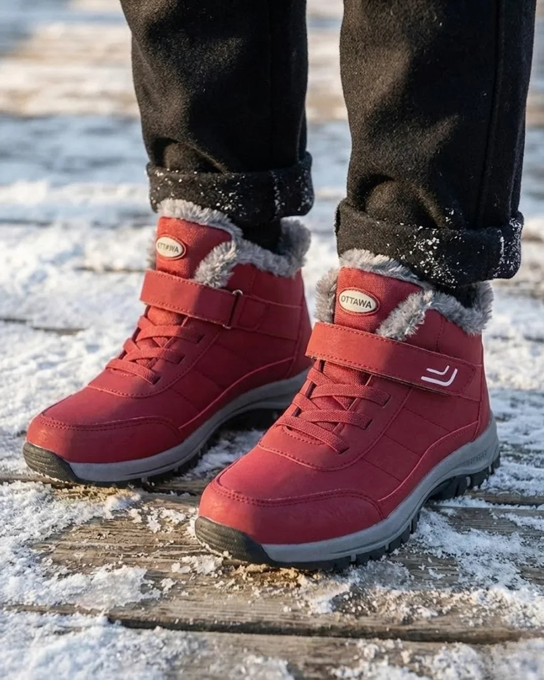 Women’s Plush-Lined Lace-Up Ankle Snow Boots