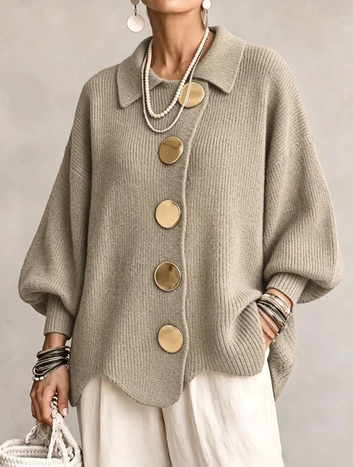Women’s Oversized Collared Cardigan