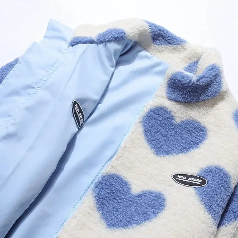 Women’s Reversible Heart Print Hooded Jacket