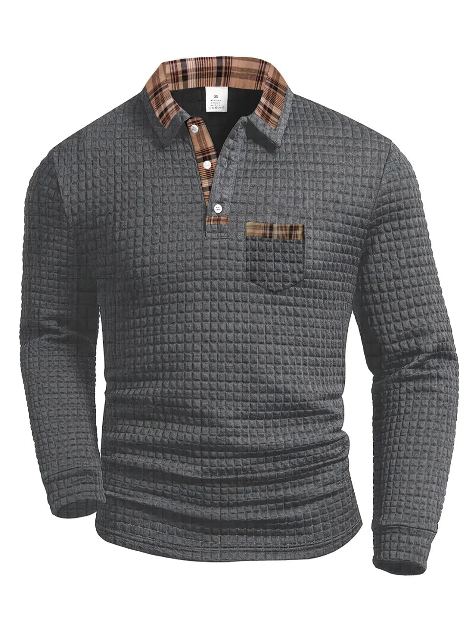Men’s Textured Button Neck Pullover Sweater