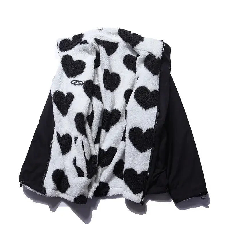 Women’s Reversible Heart Print Hooded Jacket