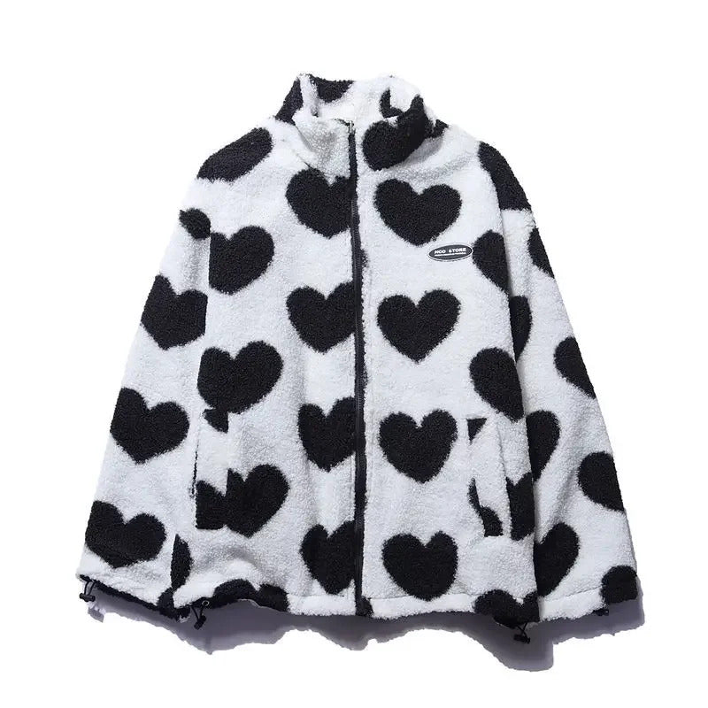 Women’s Reversible Heart Print Hooded Jacket