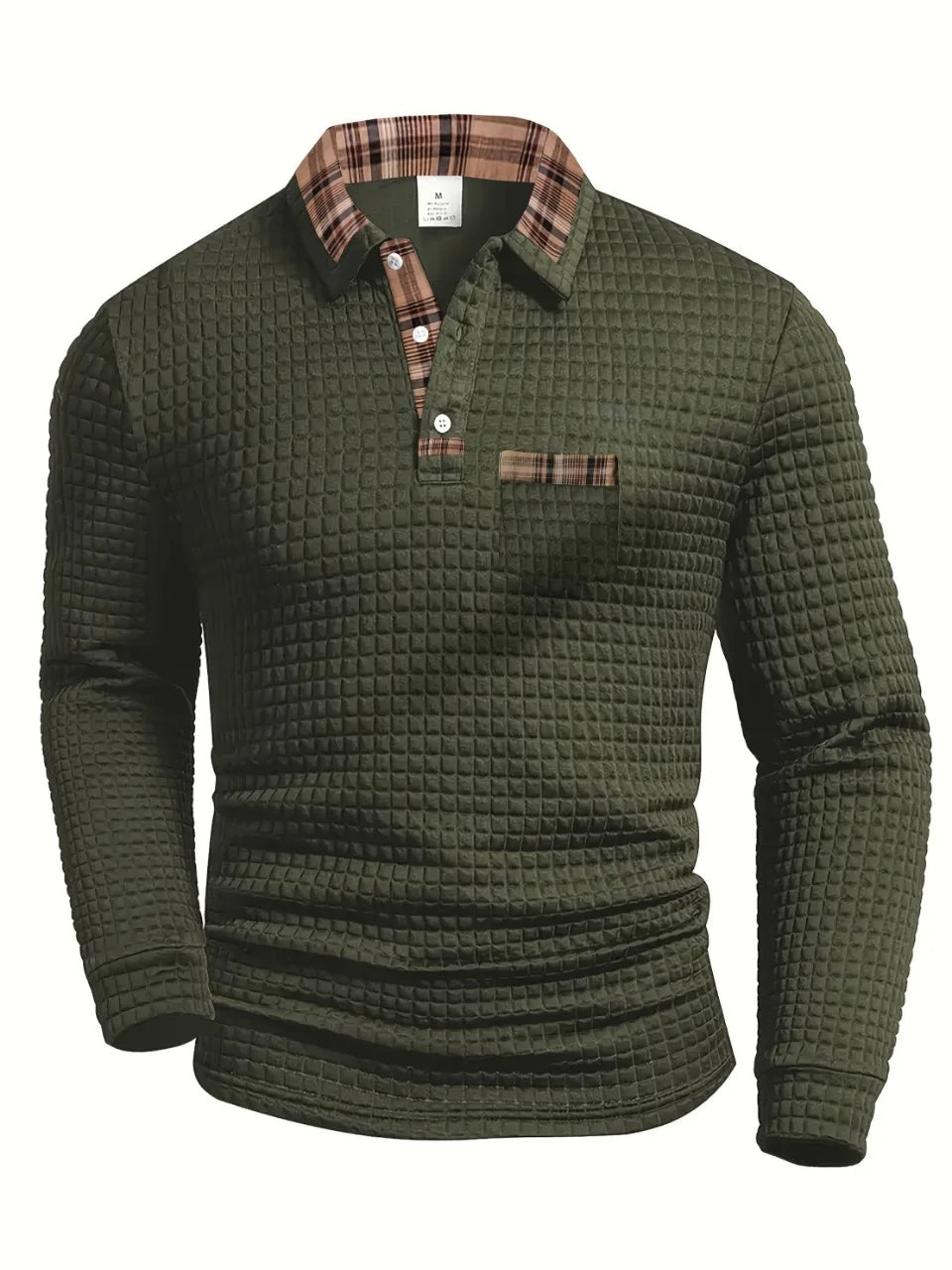 Men’s Textured Button Neck Pullover Sweater