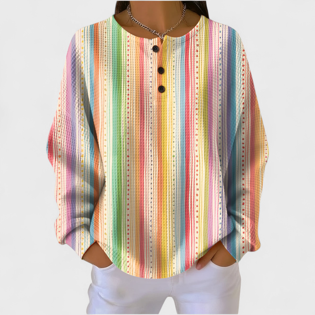 Women’s Rainbow Striped Pullover Sweater